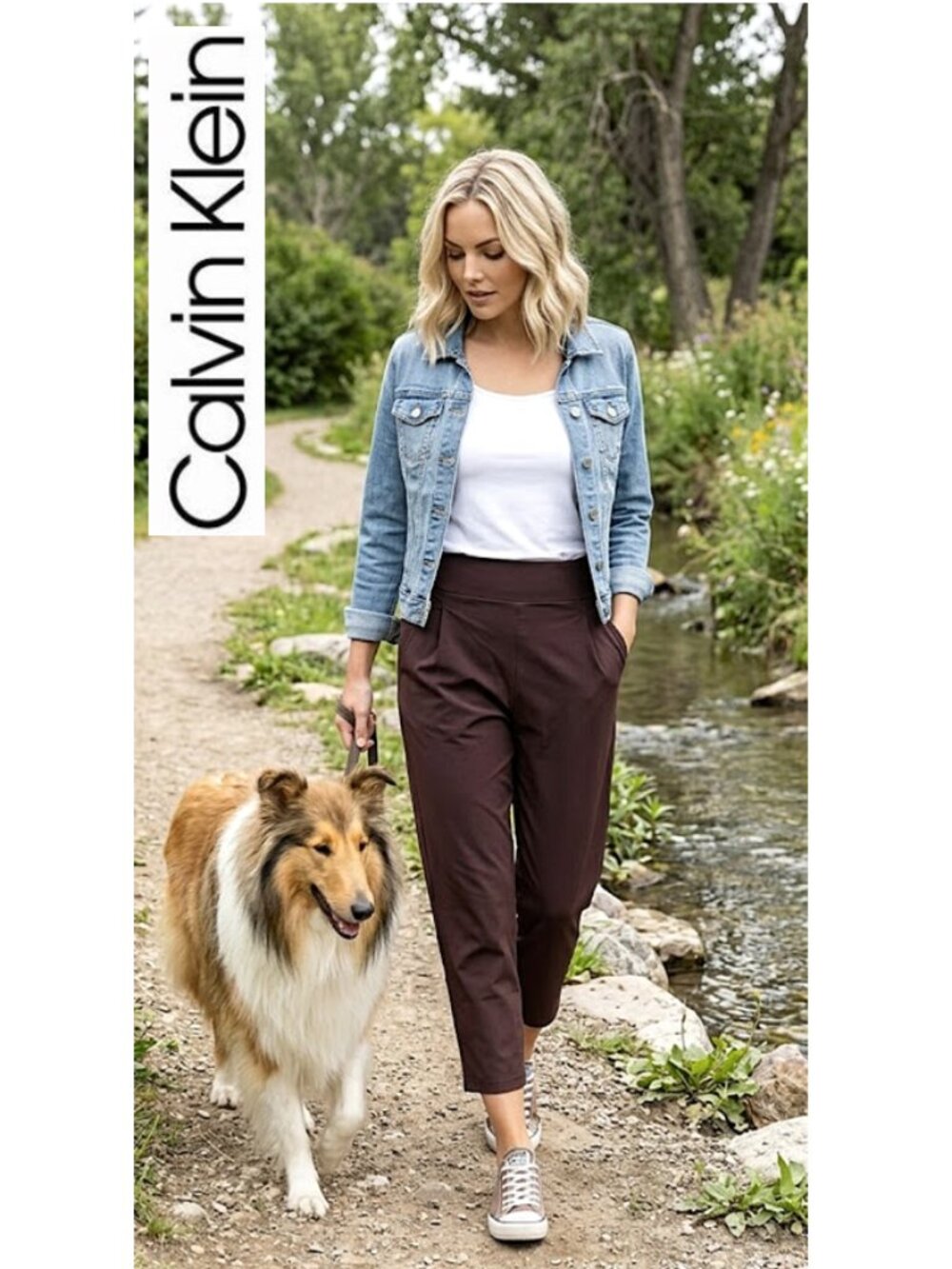 (3 for $30)CALVIN KLEIN PERFORMANCE - Brown pull up elastic waist athletic pants